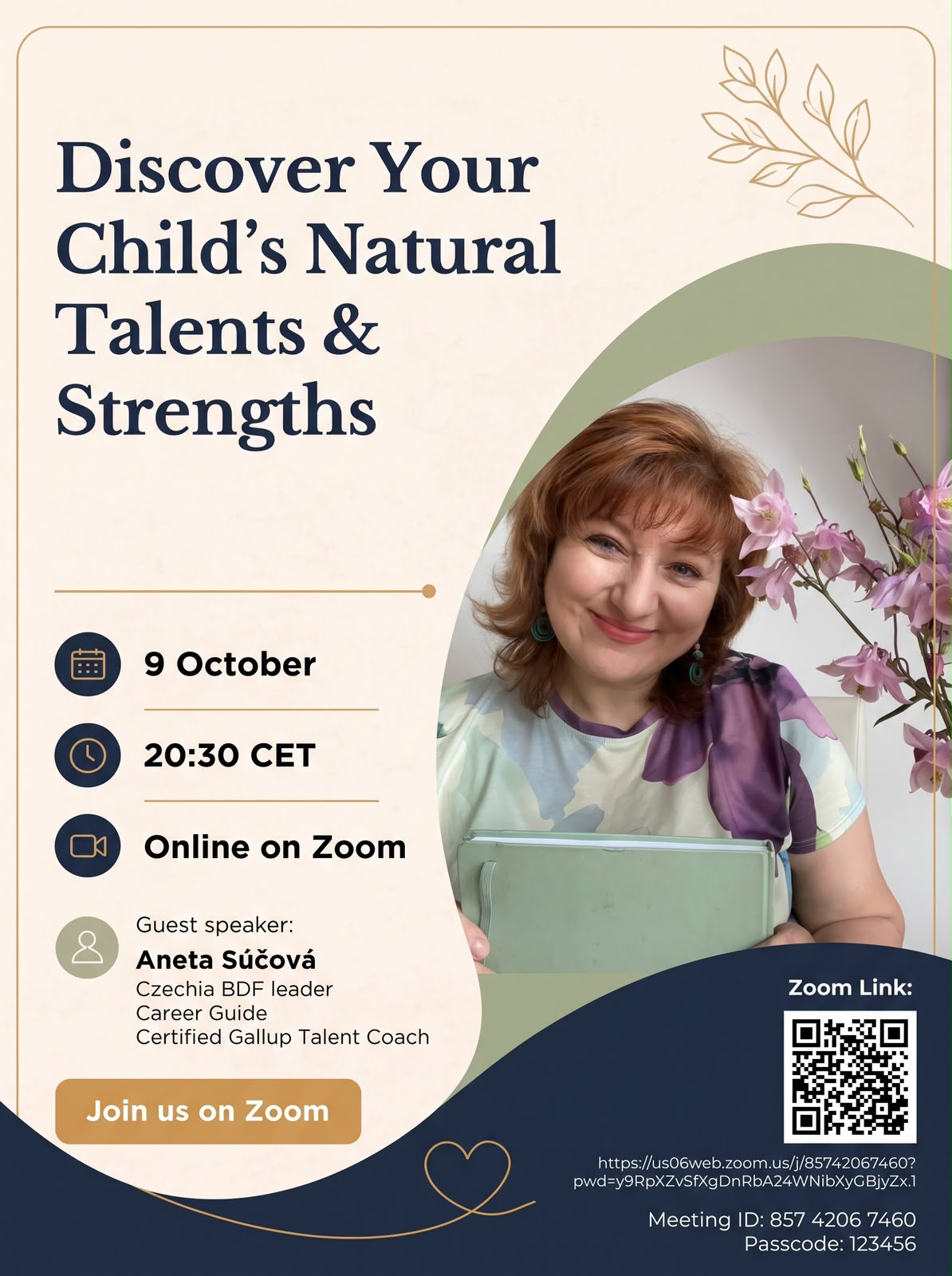 Poster for the free online talk with Aneta Süčová on 9 October 2026