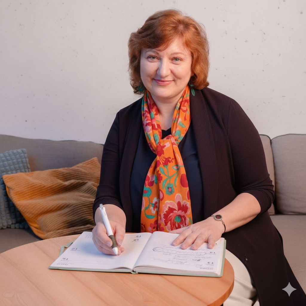 Aneta, Gallup-certified strengths guide, at her desk